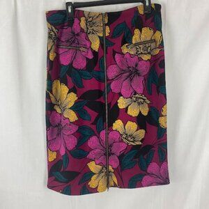Worthington Zip Front‎ Cottage Core Floral Pencil Skirt Women's 16.
